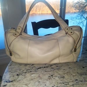 Womens Supple Leather Cream Handbag